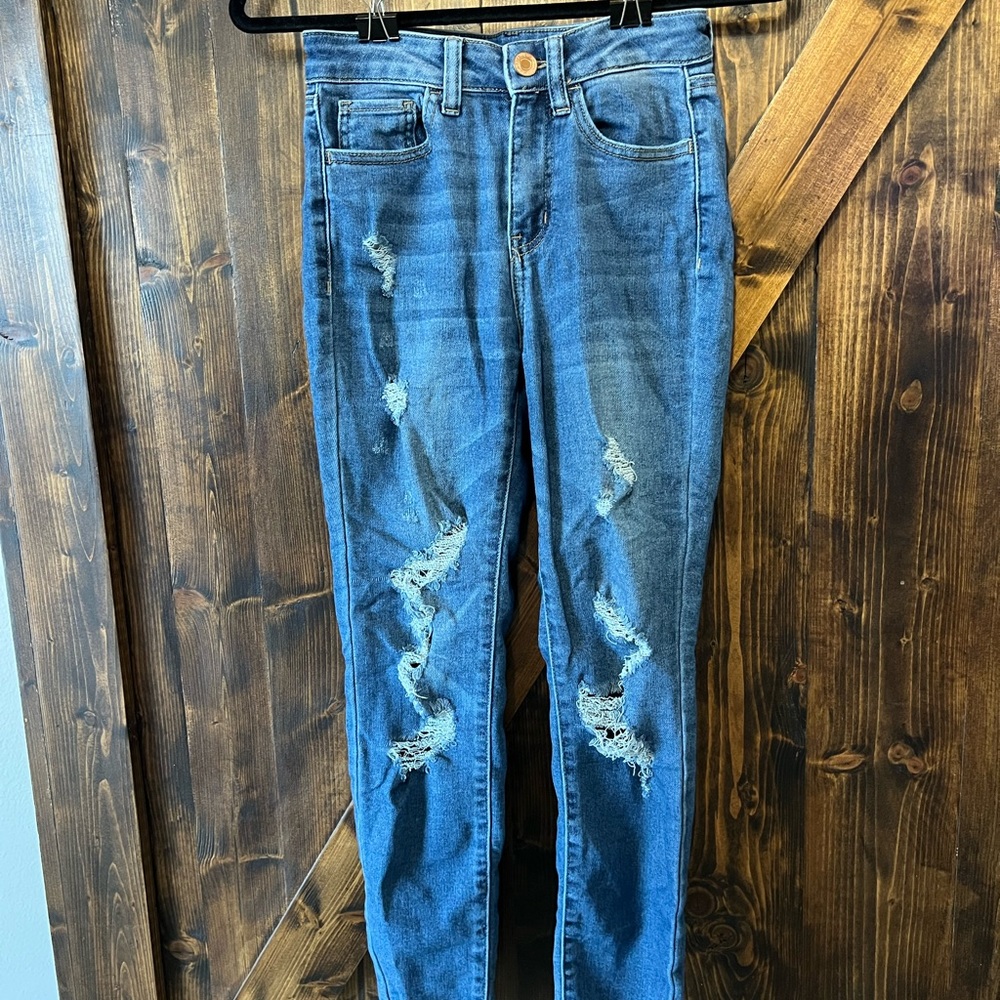 Ripped High Waist Skinny Jeans